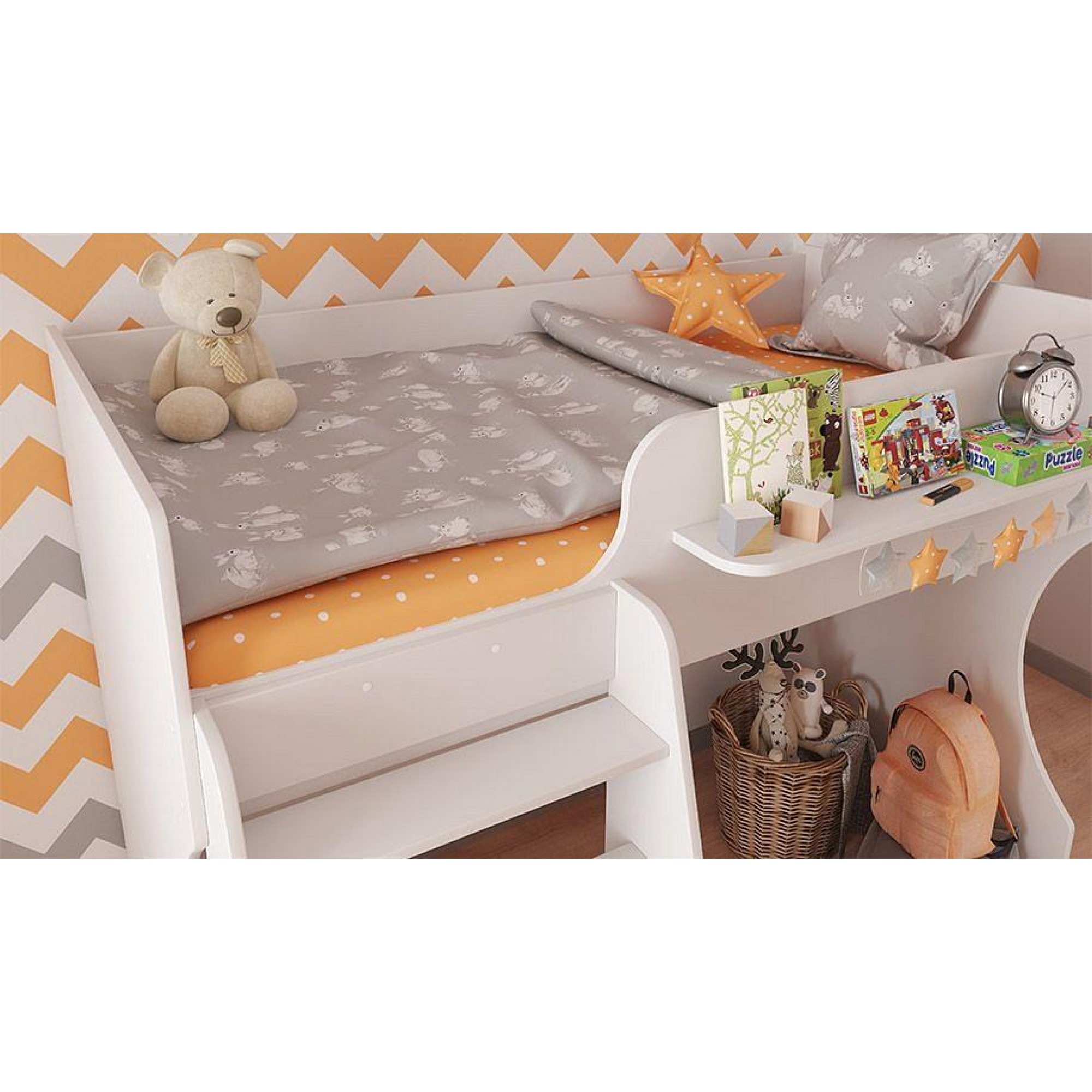 Кровать-чердак Polini Kids Dream 1700 белый 1642x1240x1357(TPL_0002427-9)