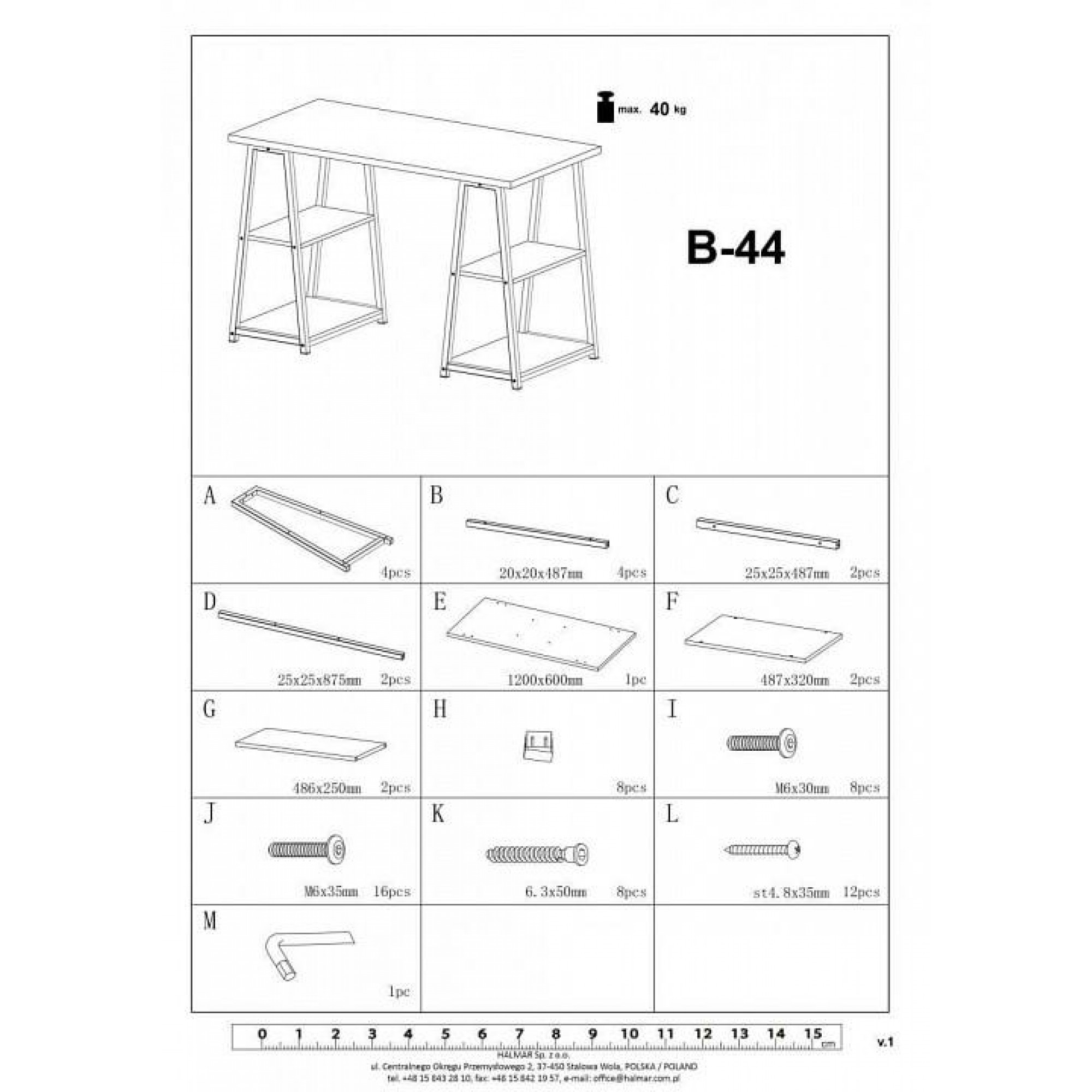 Стол компьютерный B44 V-CH-B/44