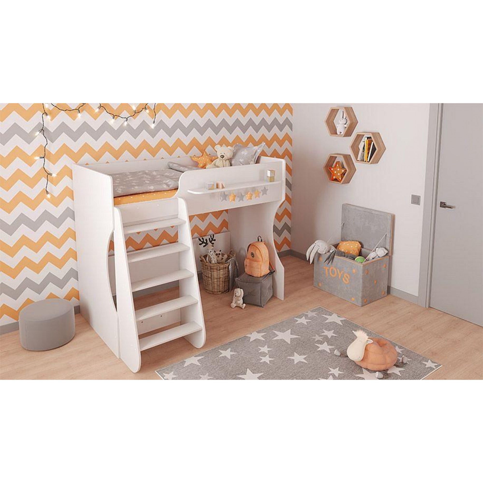 Кровать-чердак Polini Kids Dream 1700 белый 1642x1240x1357(TPL_0002427-9)