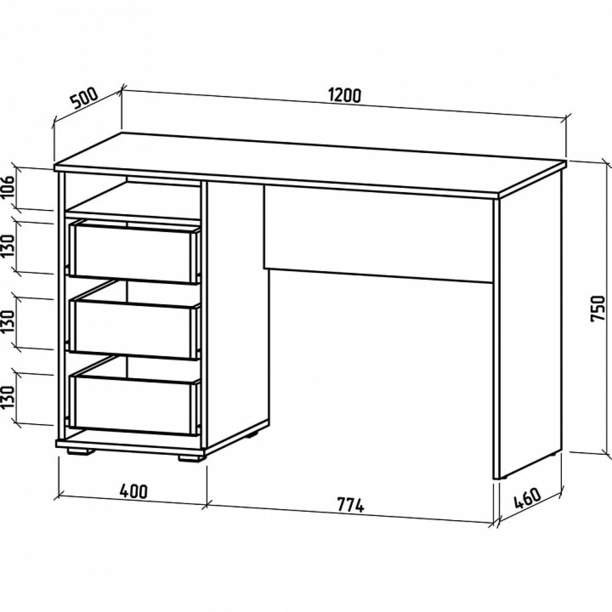 Стол письменный Тунис-4    MAS_PST-4-DSB