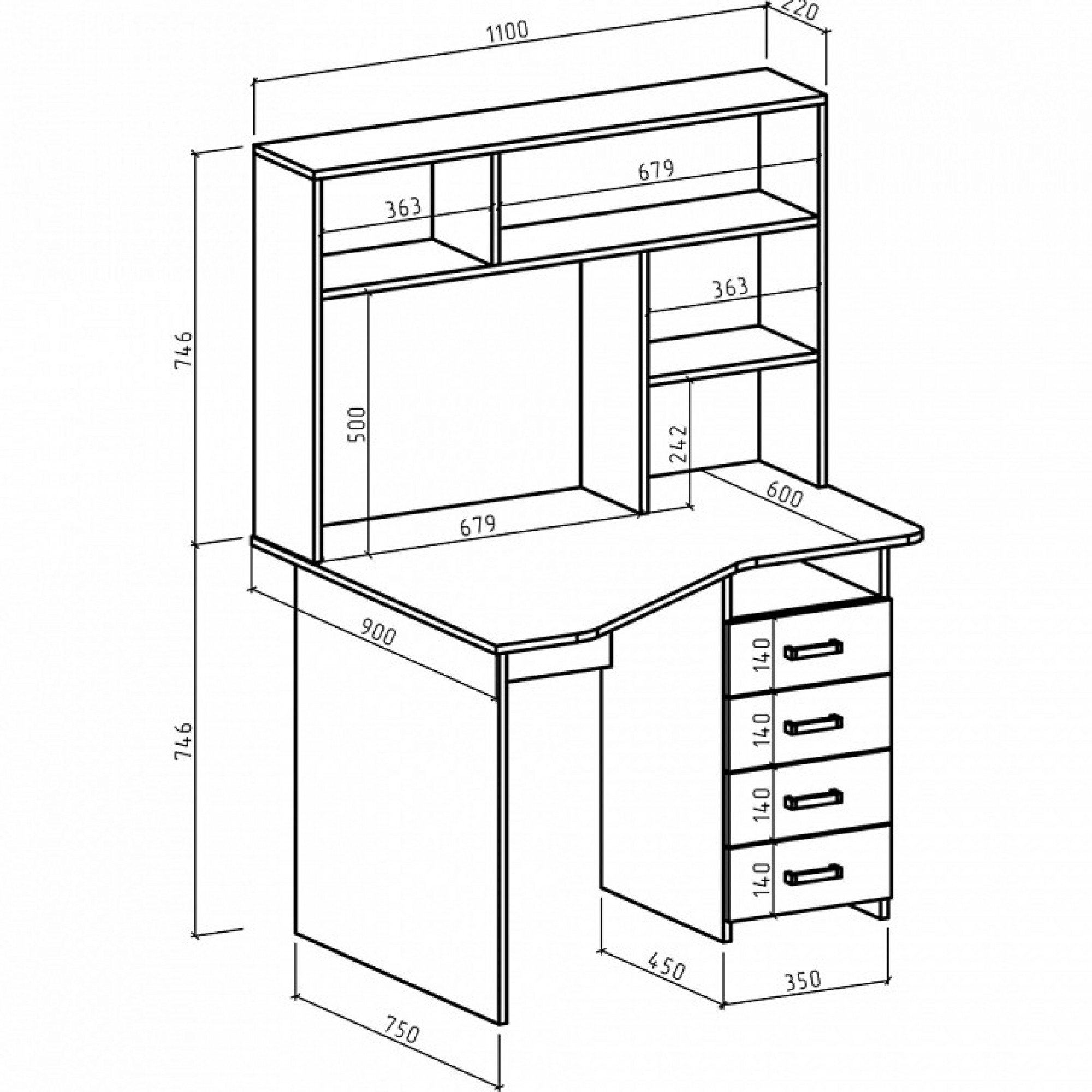 Стол компьютерный Лайт-19 СН    MAS_USLT-19-SN-DS