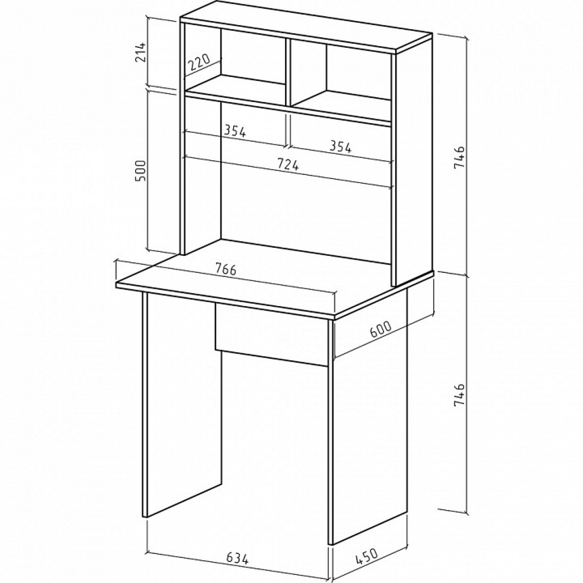 Стол компьютерный Лайт-1 СН    MAS_PSLT-1-SN-DS