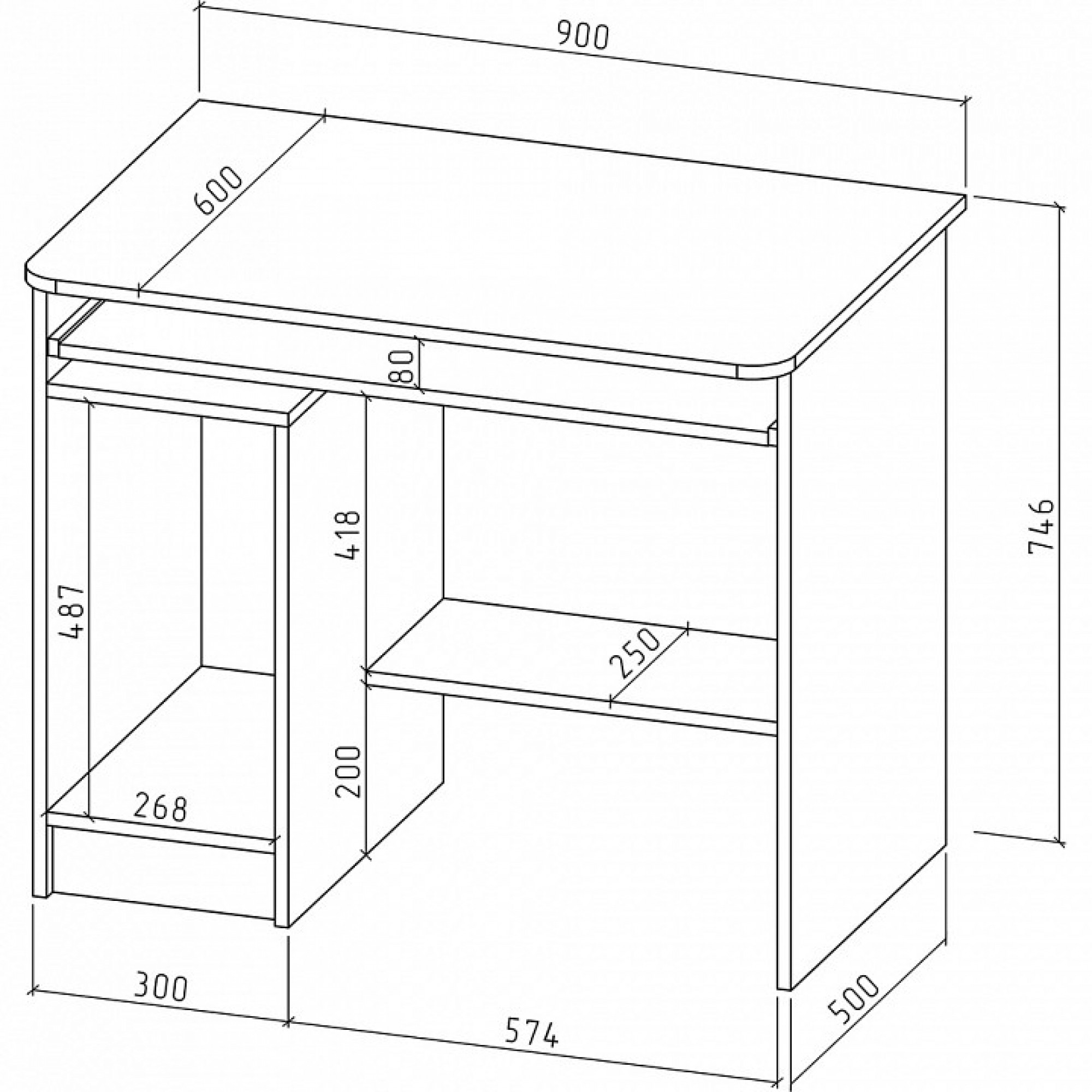 Стол компьютерный Бостон-2    MAS_KSB-2-DAT