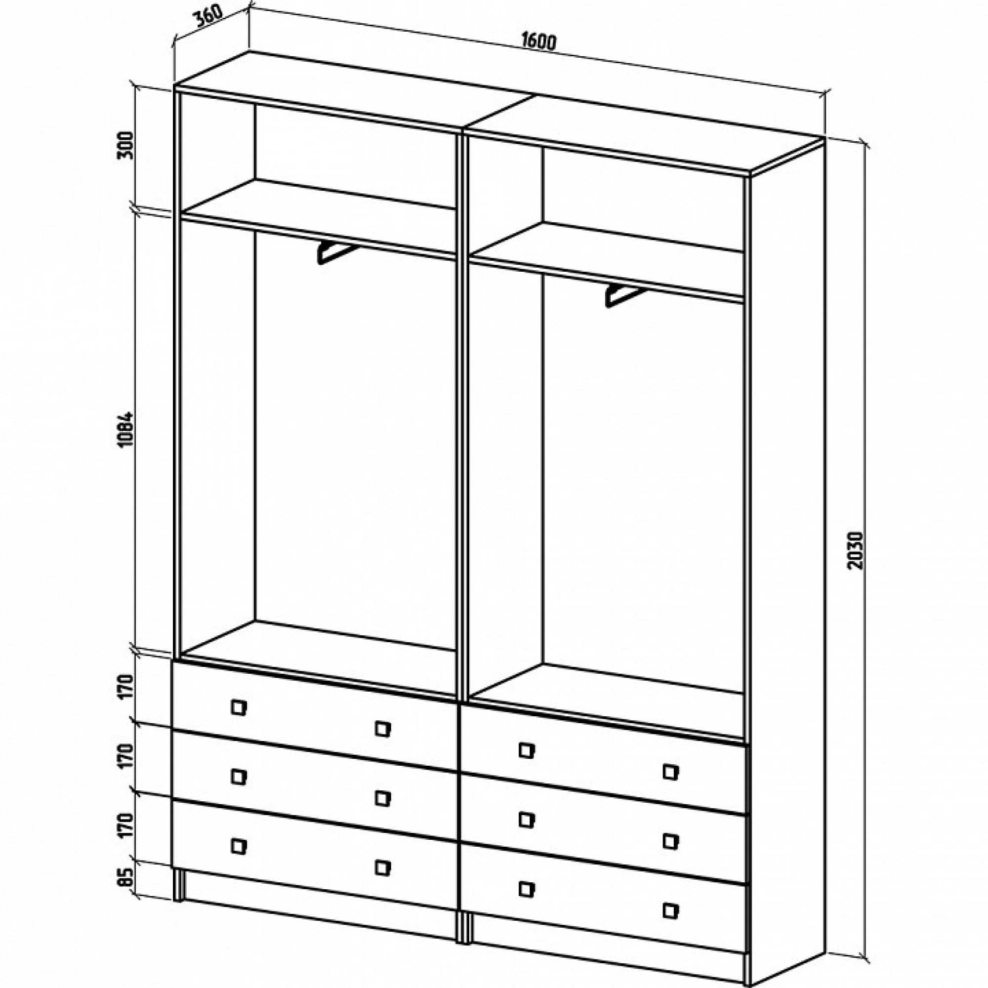 Шкаф платяной Бостон-21    MAS_SHB-21PP-DS