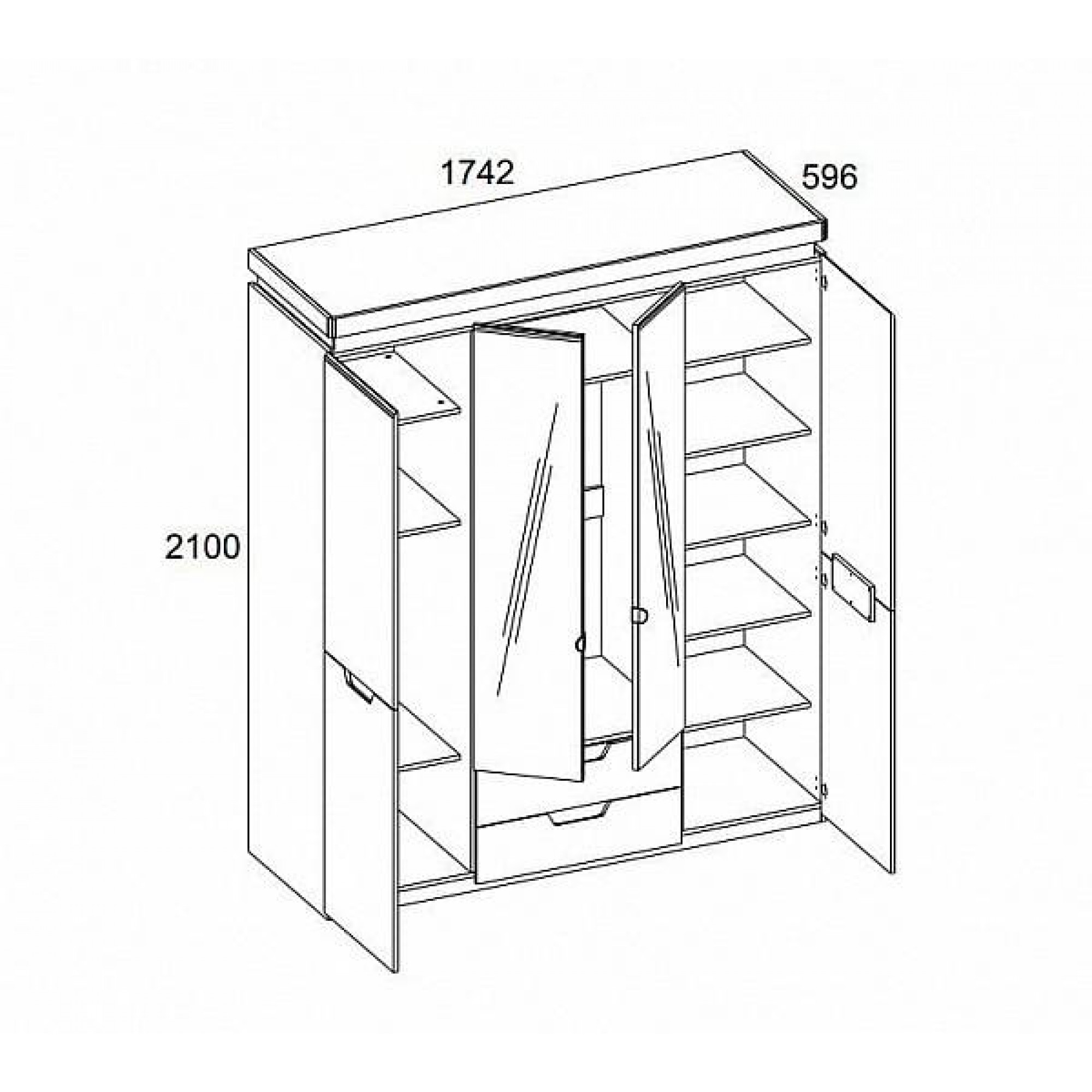 Шкаф платяной Torino 4DG2S Z    ANR_UT-70005937