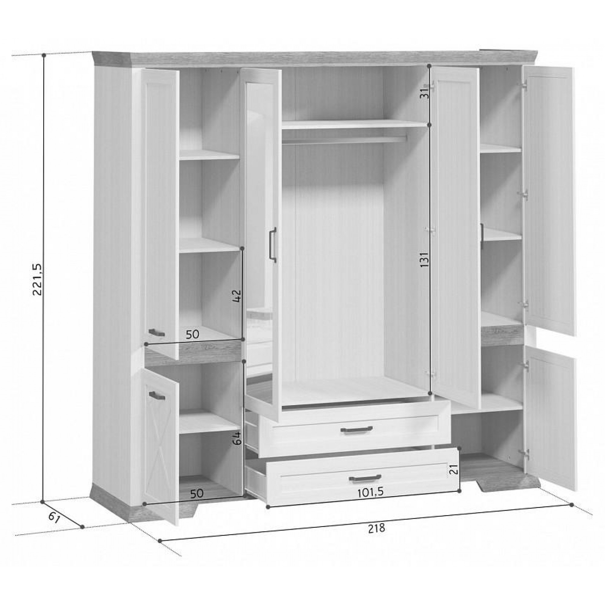 Шкаф платяной Marselle SZF6D2S    BRW_70004115