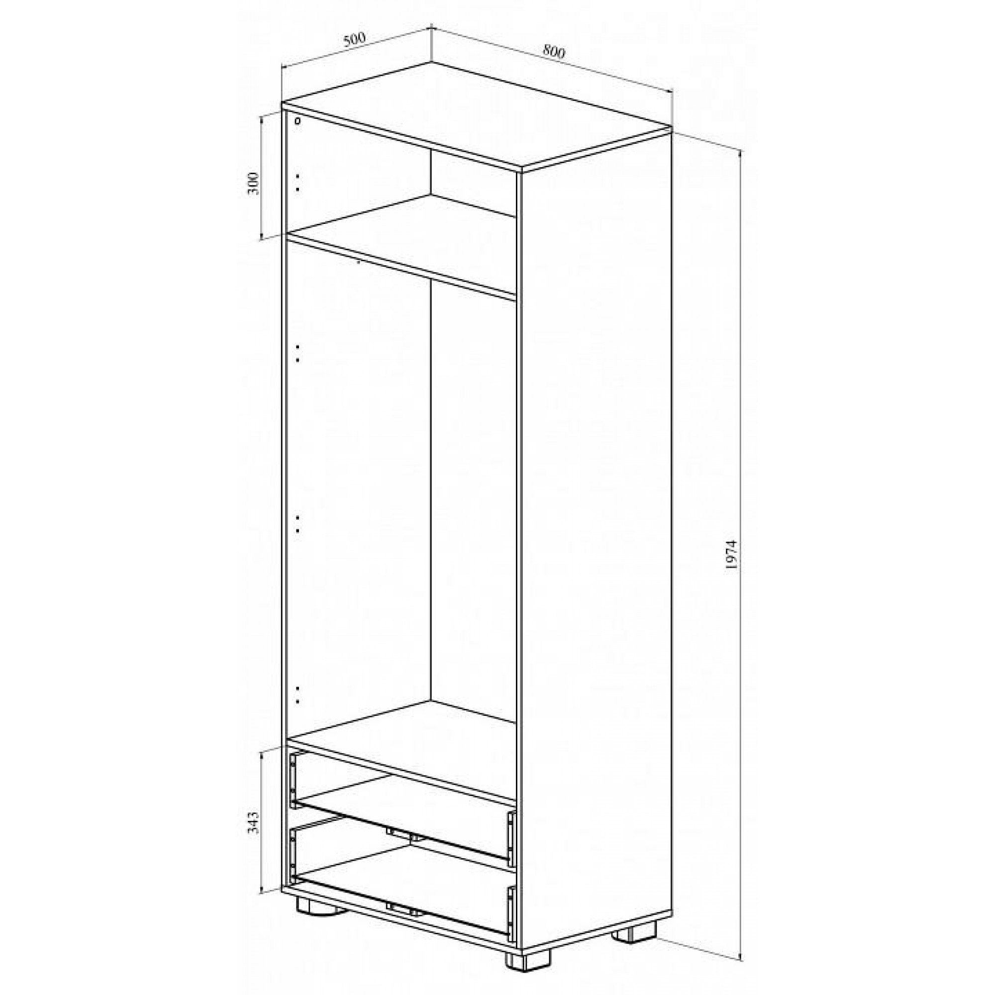 Шкаф платяной ДримСтар ДС-60К    KOM_DS-60KZ_1