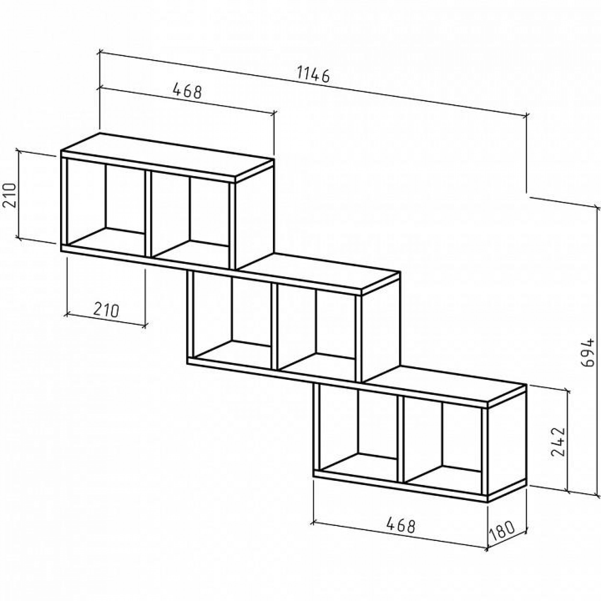 Полка книжная Вайс-2    MAS_PNV-2-DM