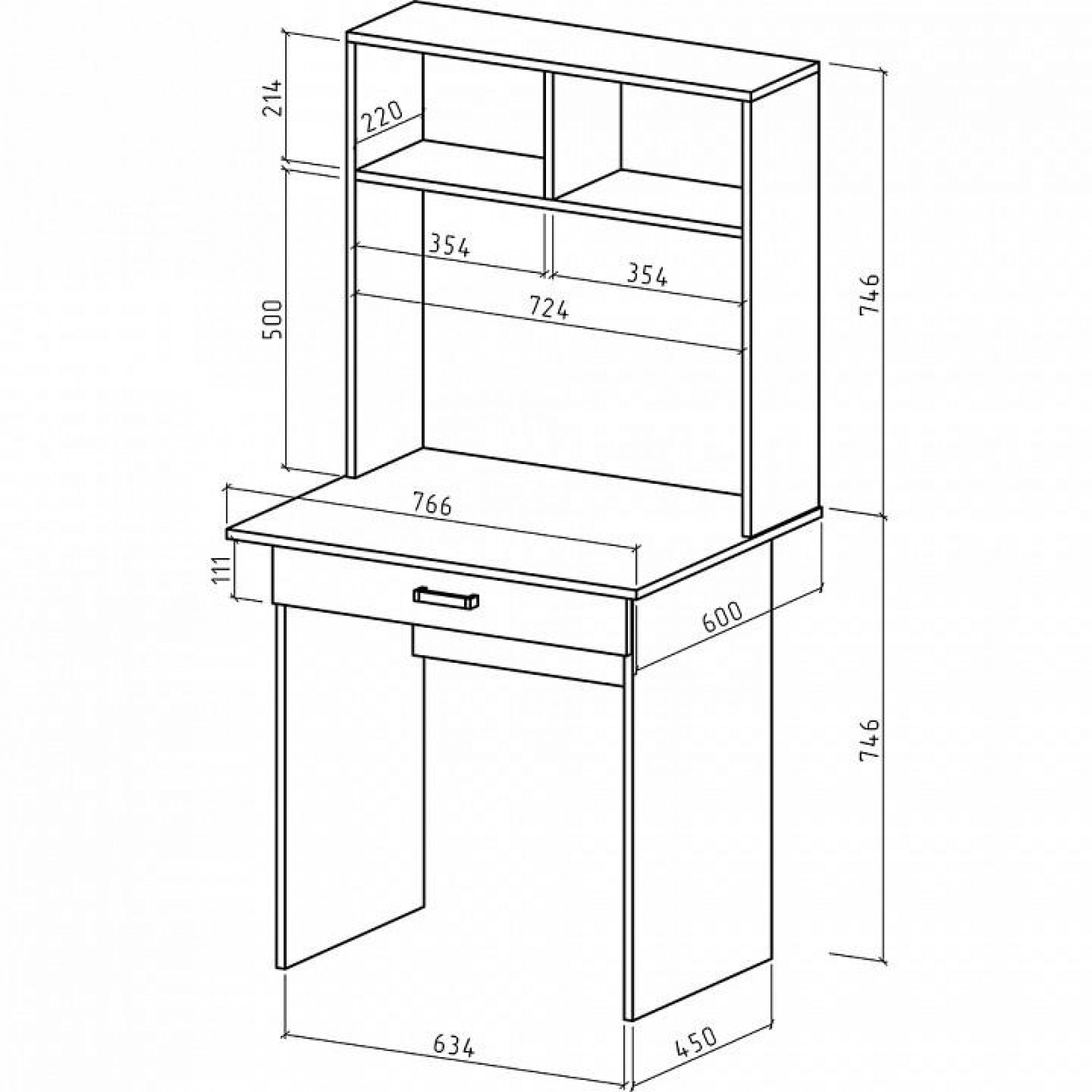 Стол компьютерный Лайт-1Я СН    MAS_PSLT-1YA-SN-DS