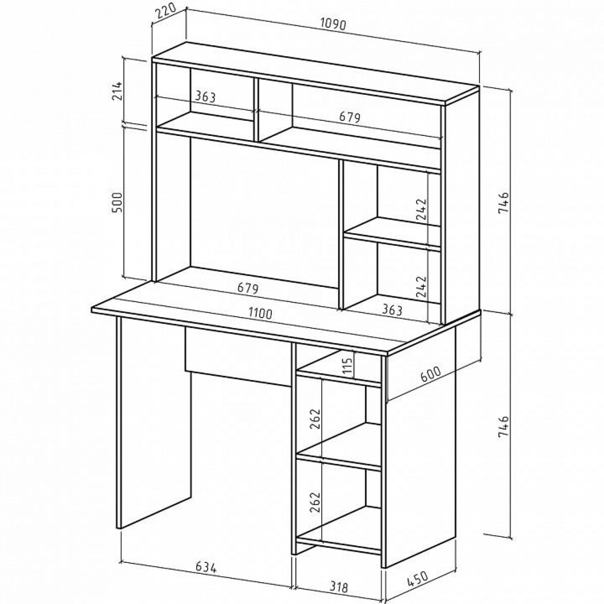 Стол компьютерный Лайт-3 СН    MAS_PSLT-3-SN-DSB