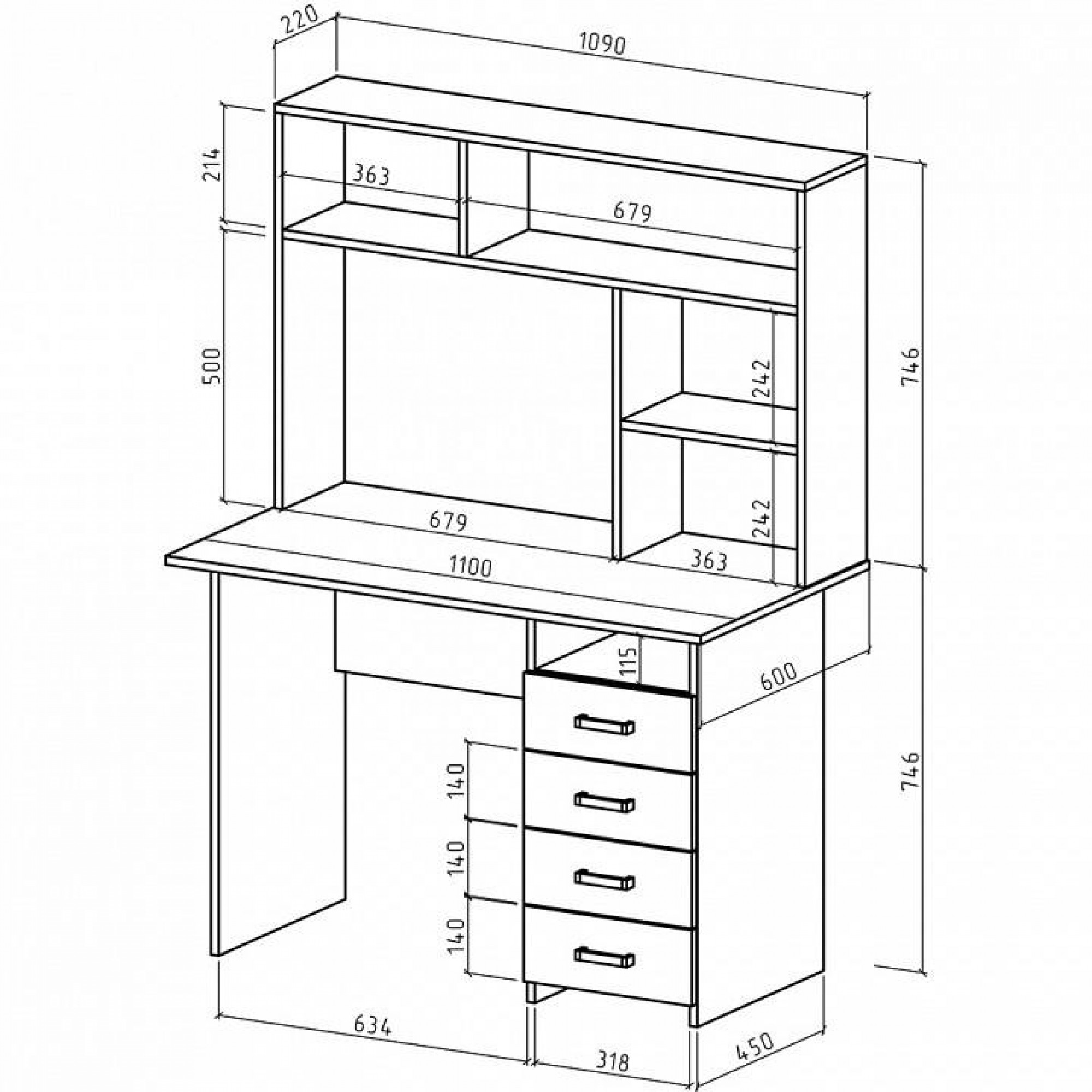 Стол компьютерный Лайт-5 СН    MAS_PSLT-5-SN-DS