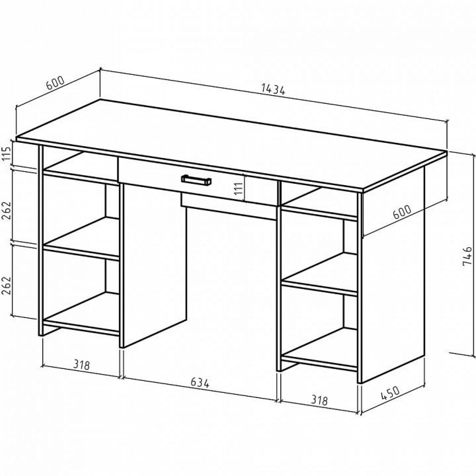 Стол письменный Лайт-6Я    MAS_PSLT-6YA-DS