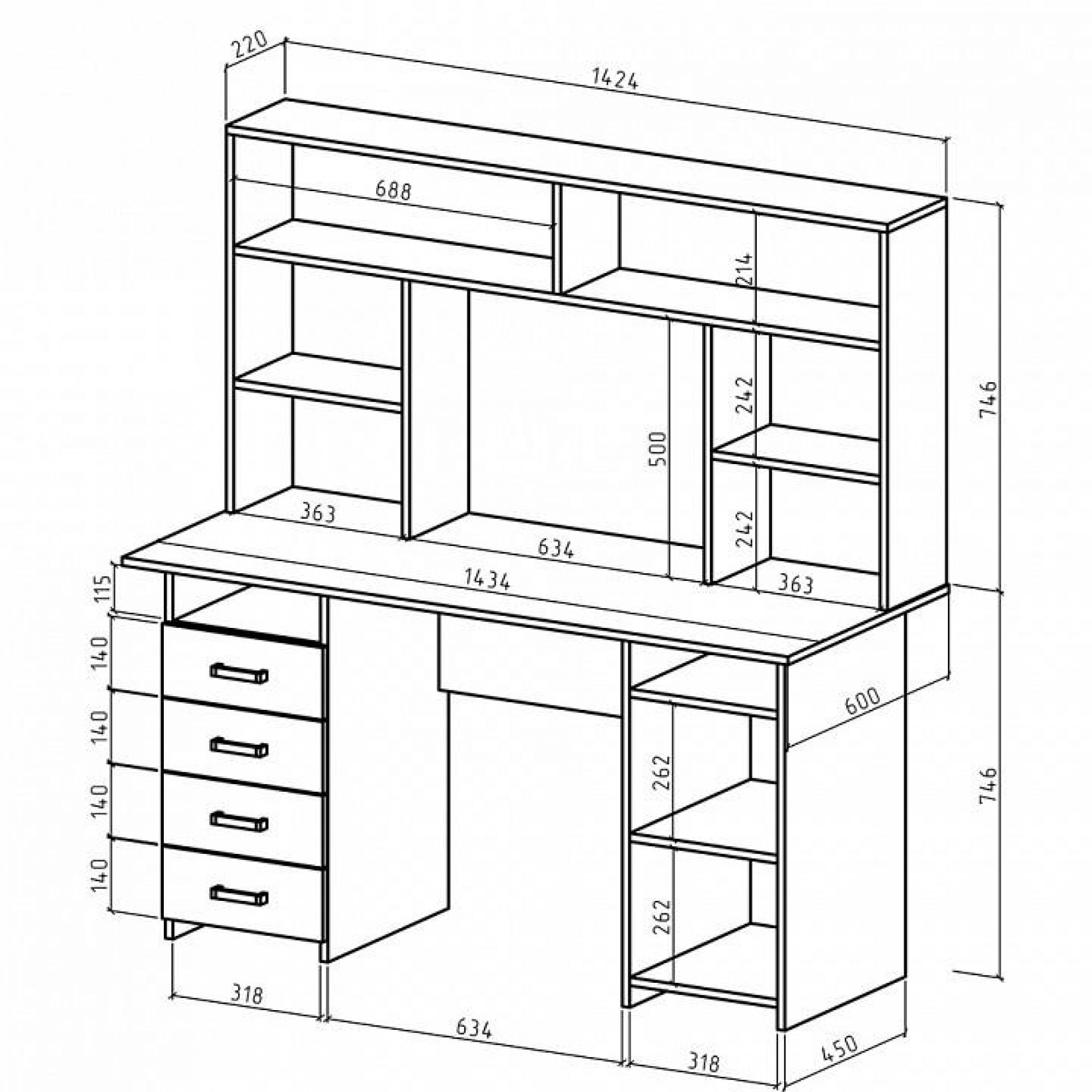 Стол компьютерный Лайт-8 СН    MAS_PSLT-8-SN-DS