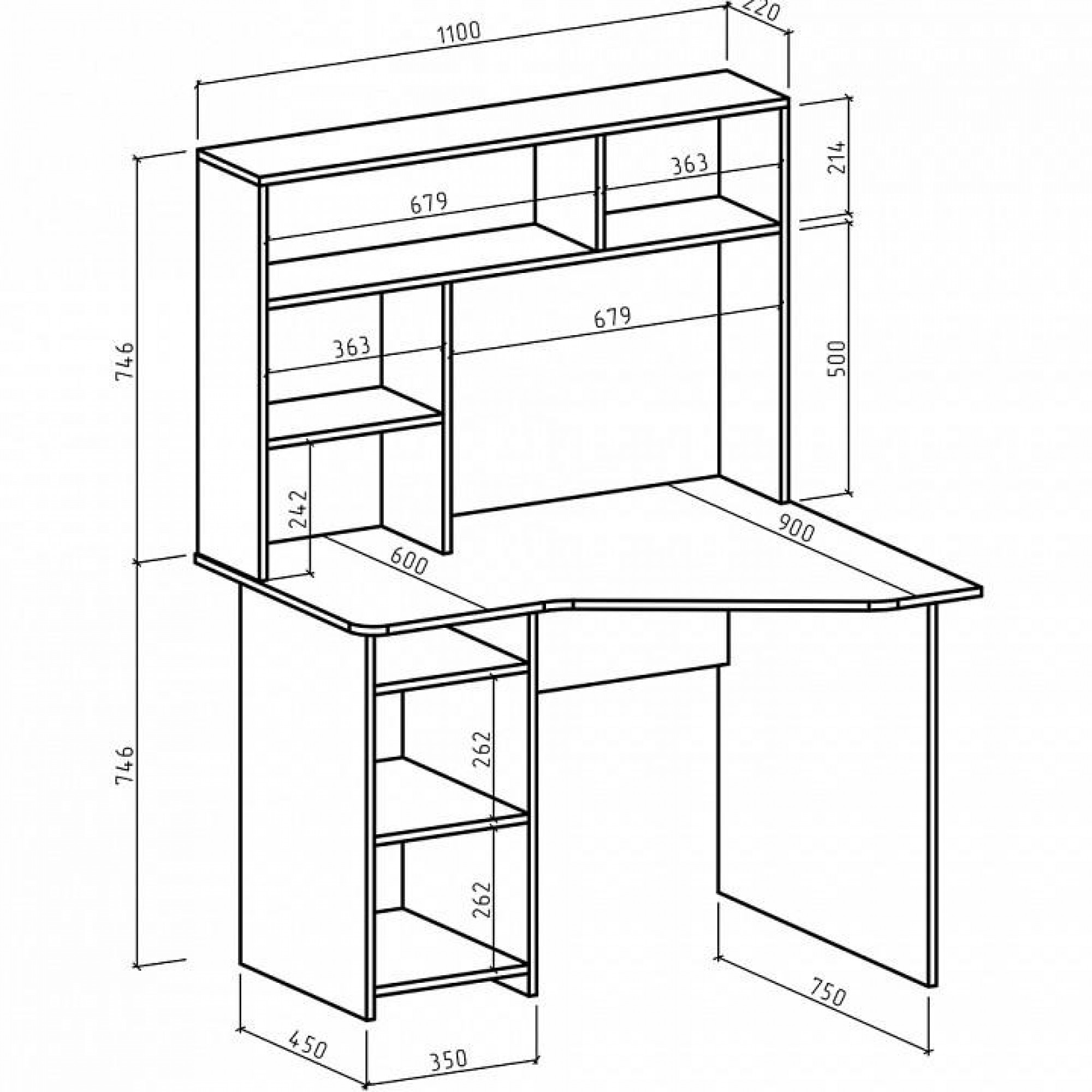 Стол компьютерный Лайт-16 СН    MAS_USLT-16-SN-DS