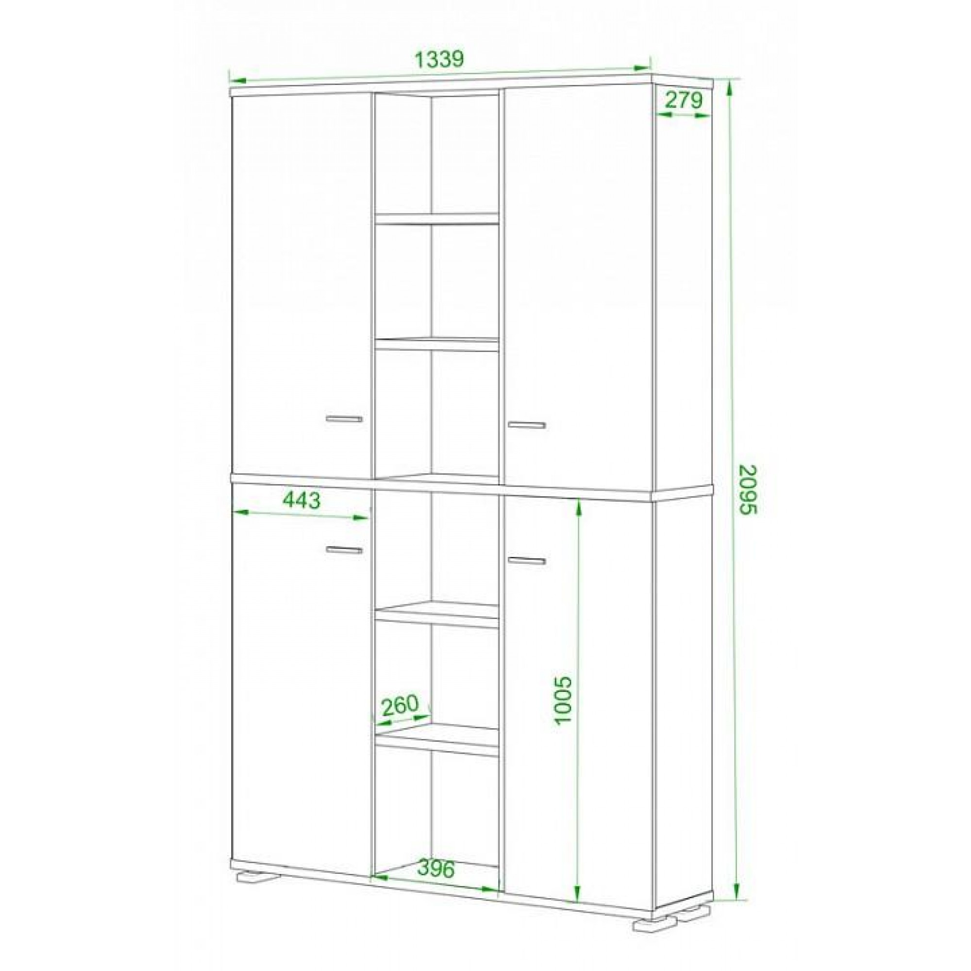 Шкаф книжный Домино ПУ-40-5    MER_PU-40-5_VK