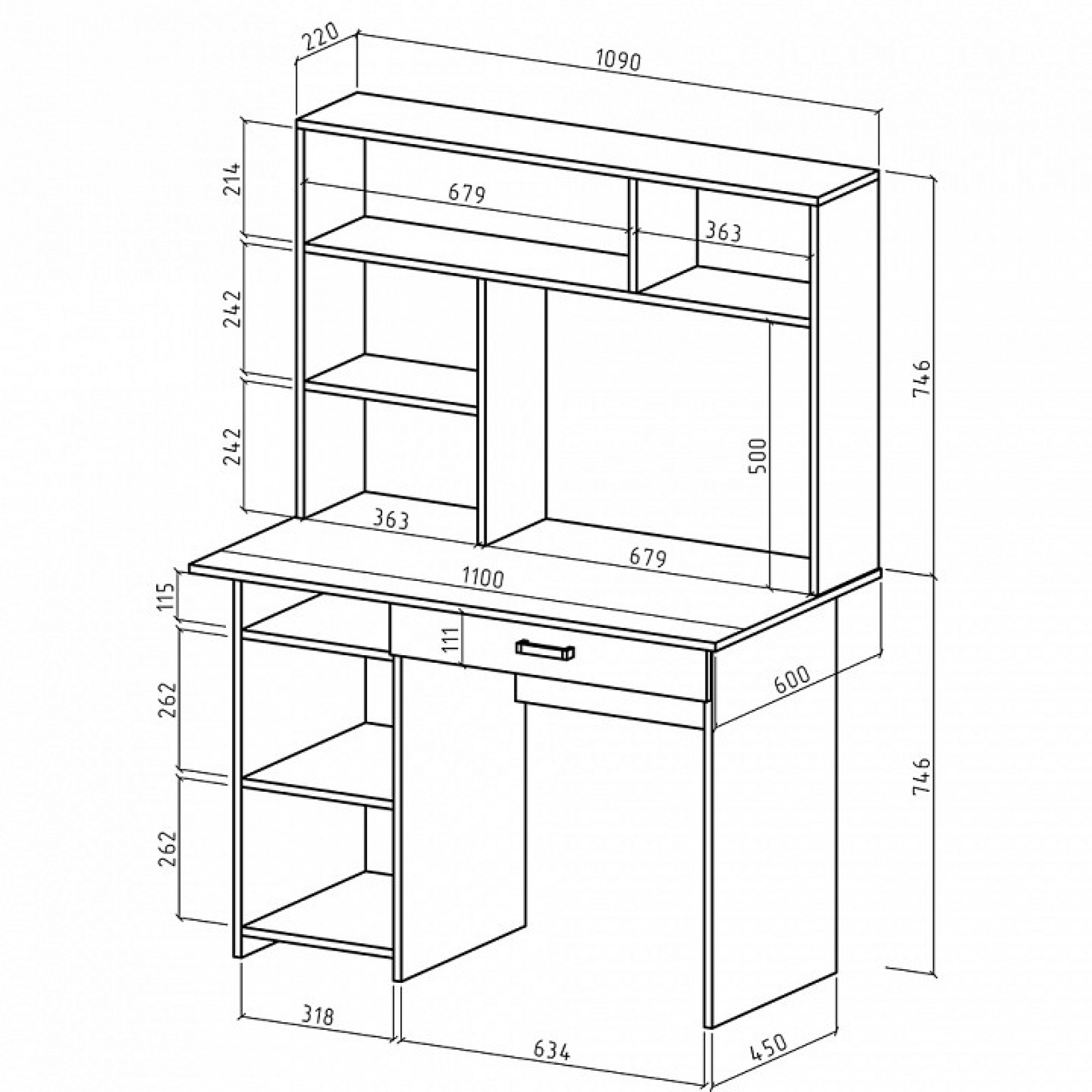 Стол компьютерный Лайт-2Я СН    MAS_PSLT-2YA-SN-DS