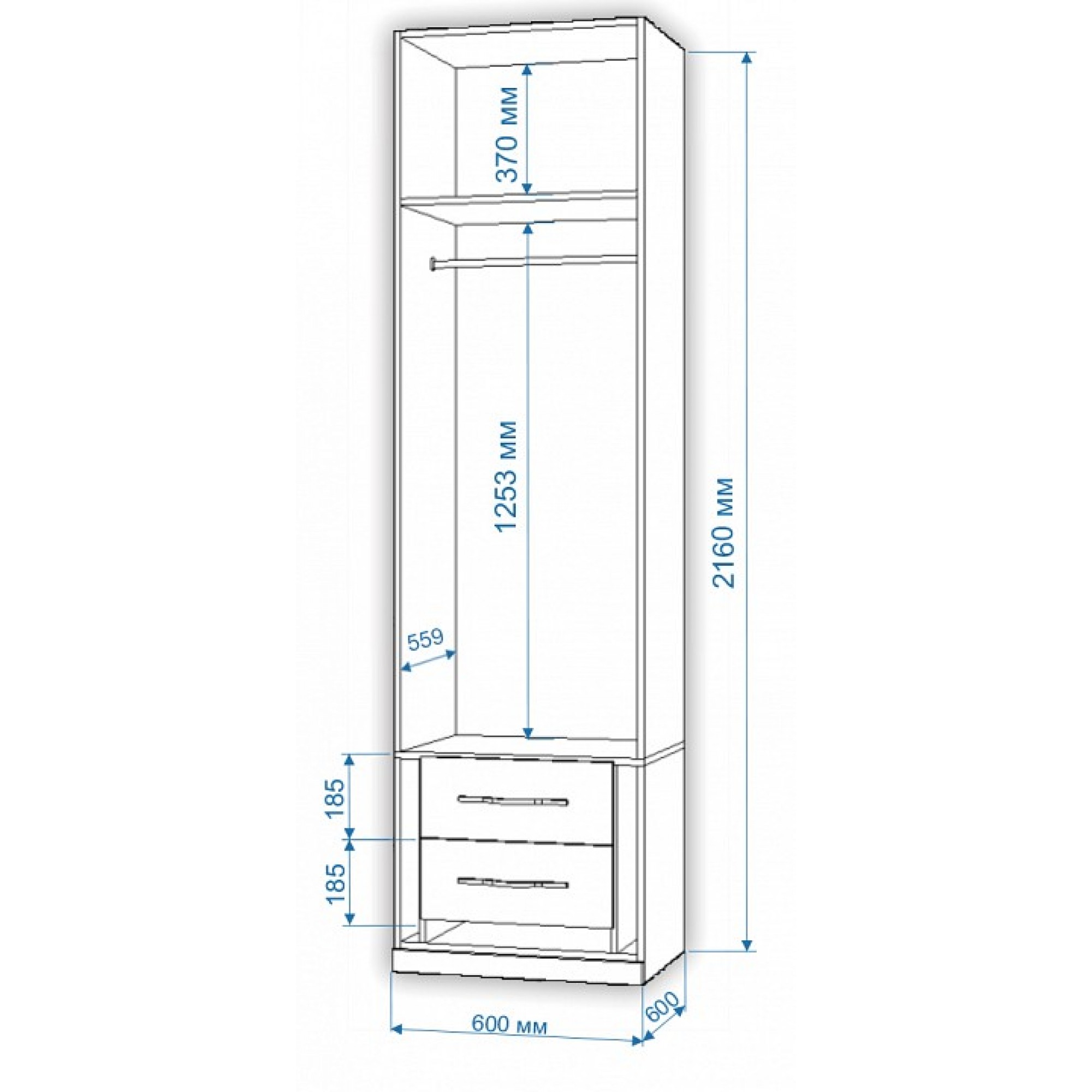 Шкаф платяной Нобиле Пл-60/60    MER_Pl-60-60-SHK