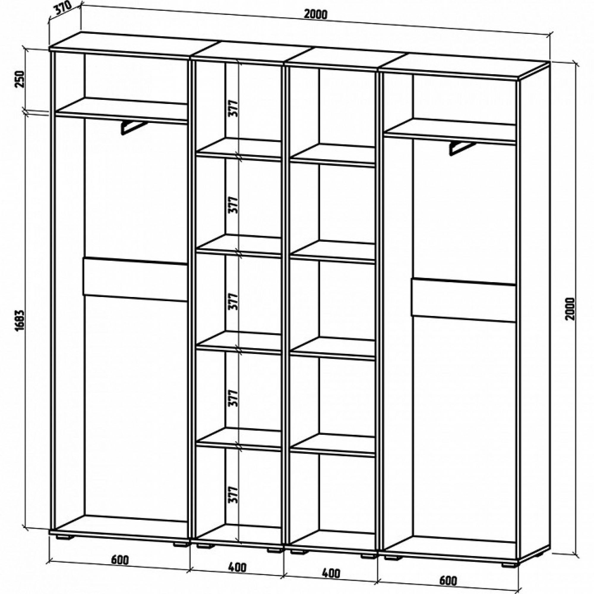 Шкаф платяной Тунис-10    MAS_SHT-10-DS