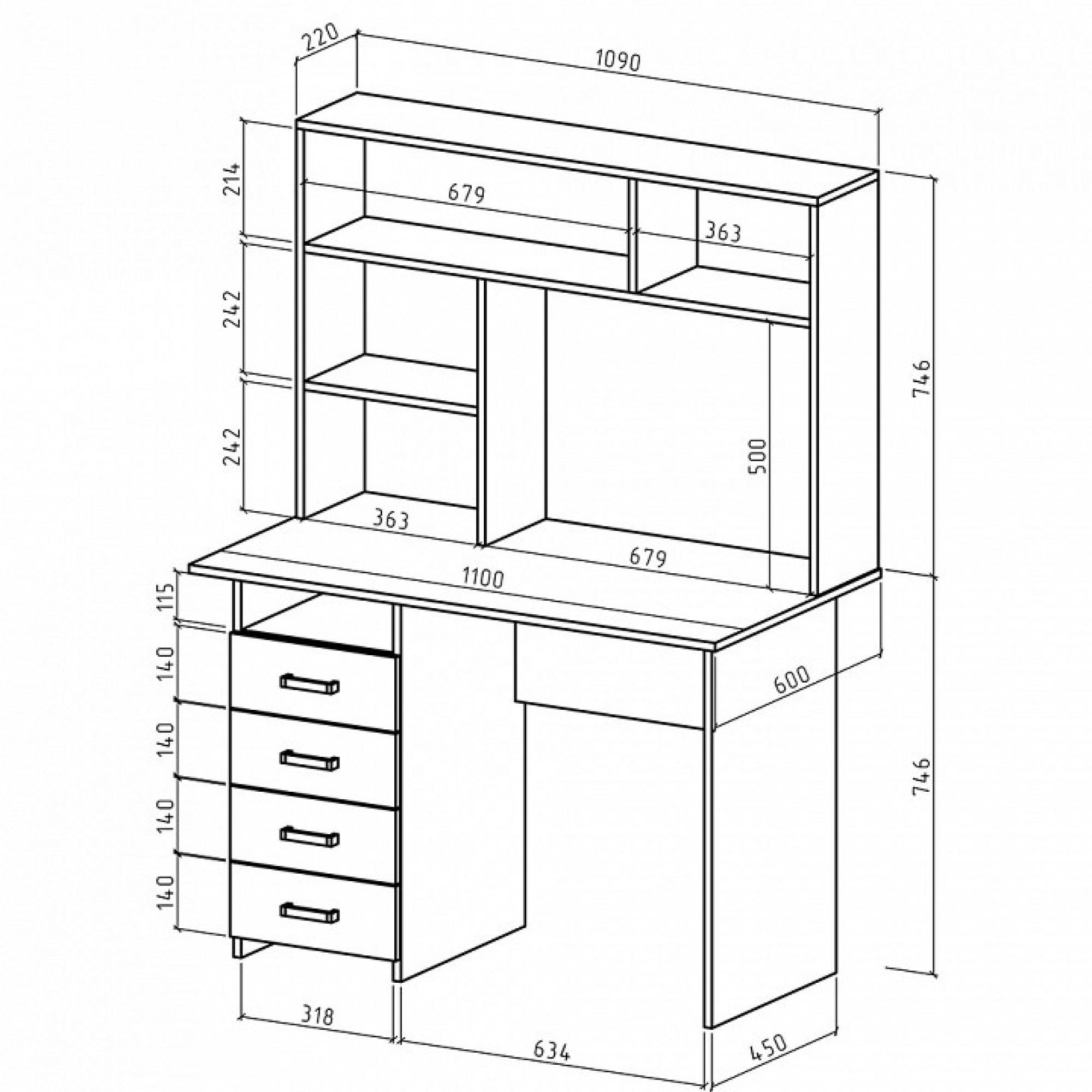 Стол компьютерный Лайт-4 СН    MAS_PSLT-4-SN-DS