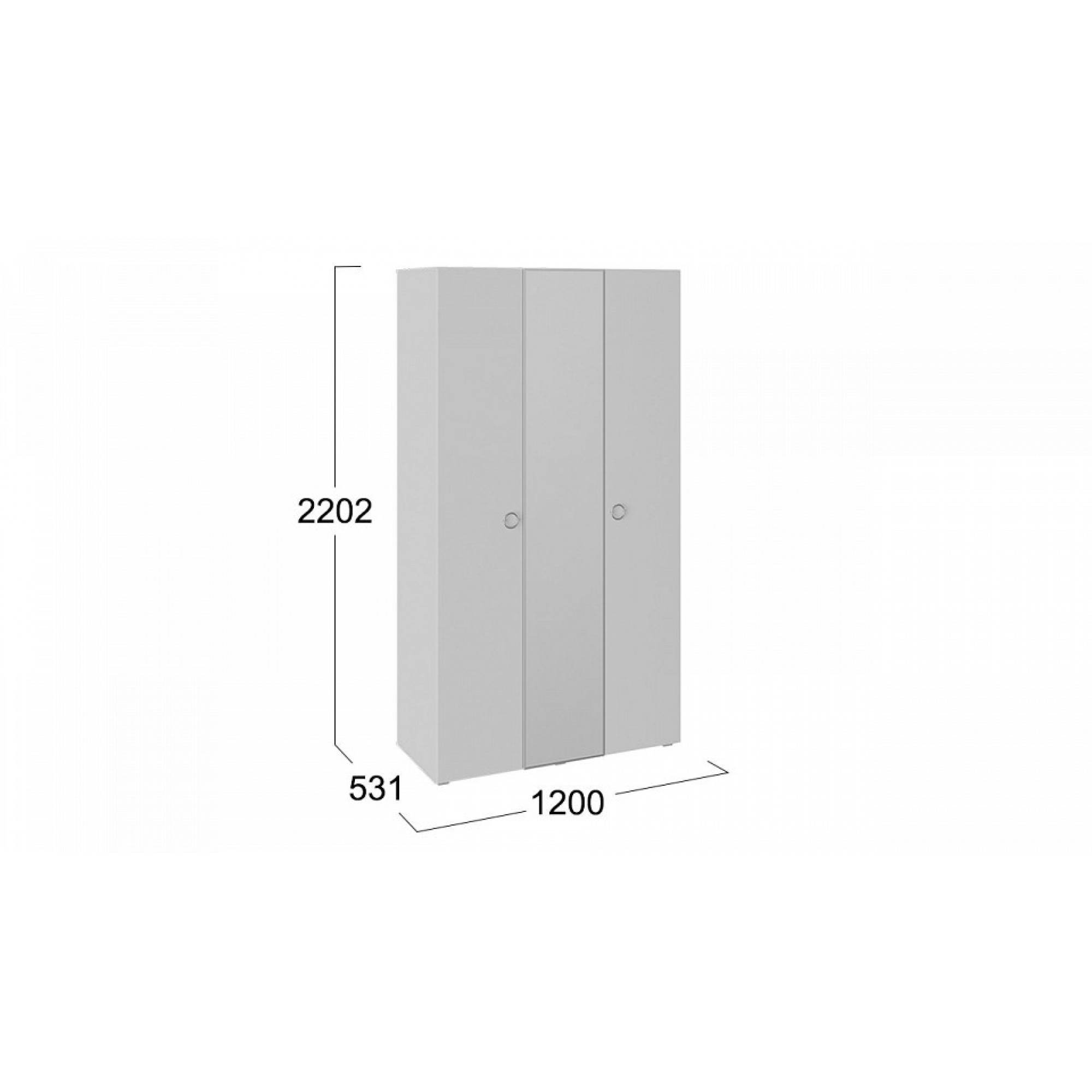 Шкаф платяной Глория белый 1200x531x2202(SMT_168269)